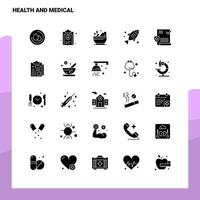 25 Gezondheid en medisch icoon reeks solide glyph icoon vector illustratie sjabloon voor web en mobiel ideeën voor bedrijf bedrijf