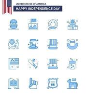 gelukkig onafhankelijkheid dag 4e juli reeks van 16 blues Amerikaans pictogram van staten Politie teken Verenigde Staten van Amerika station gebouw bewerkbare Verenigde Staten van Amerika dag vector ontwerp elementen