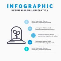 technologie blad fabriek lijn icoon met 5 stappen presentatie infographics achtergrond vector