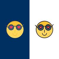 smiley emoji's liefde schattig gebruiker pictogrammen vlak en lijn gevulde icoon reeks vector blauw achtergrond