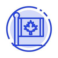 vlag herfst Canada blad esdoorn- blauw stippel lijn lijn icoon vector