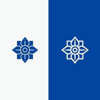 bloem decoratie China Chinese lijn en glyph solide icoon blauw banier vector