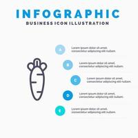 wortel voedsel Pasen natuur lijn icoon met 5 stappen presentatie infographics achtergrond vector