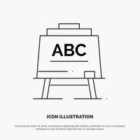 aan het leren leraar abc bord vector lijn icoon