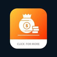 dollar zak geld Amerikaans mobiel app knop android en iOS glyph versie vector