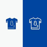 Amerikaans voetbal uitrusting speler overhemd voetbal lijn en glyph solide icoon blauw banier lijn en glyph solide icoon blauw banier vector