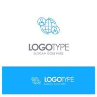 verbonden verbindingen gebruiker internet globaal blauw schets logo met plaats voor slogan vector