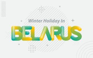 winter vakantie in wit-rusland. creatief typografie met 3d mengsel effect vector