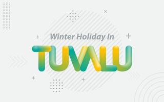 winter vakantie in tuvalu. creatief typografie met 3d mengsel effect vector