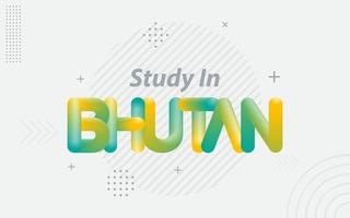 studie in bhutan. creatief typografie met 3d mengsel effect vector