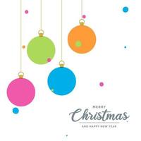 vlak vrolijk Kerstmis decoratief bal elementen hangende achtergrond vector