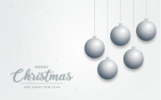 elegant glimmend wit Kerstmis achtergrond met zilver kerstballen en plaats voor tekst vector
