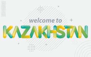 Welkom naar Kazachstan. creatief typografie met 3d mengsel effect vector