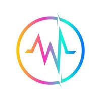 abstracte kleurrijke audiogolf in cirkel vector logo teken symboolpictogram