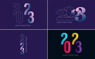 groot reeks 2023 gelukkig nieuw jaar zwart logo tekst ontwerp. 20 23 aantal ontwerp sjabloon. verzameling van symbolen van 2023 gelukkig nieuw jaar vector