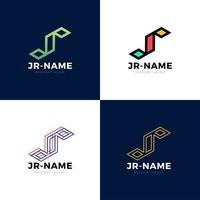 jr monogram logo inspiraties set, vector brieven logo sjabloon. schone en creatieve ontwerpen