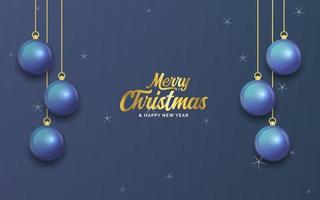 vrolijk Kerstmis donker blauw banier met ballen. Kerstmis kaart vector