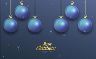 vrolijk Kerstmis donker blauw banier met ballen. Kerstmis kaart vector