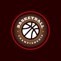 moderne professionele typografie basketbal sport retro stijl vector embleem en sjabloon logo-ontwerp. grappige groeten voor kleding, kaart, badge, pictogram, briefkaart, banner, label, stickers, print