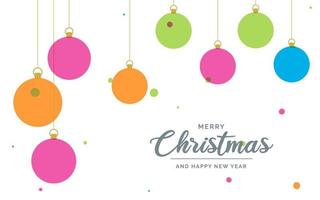 vlak vrolijk Kerstmis decoratief bal elementen hangende achtergrond vector