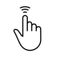 de gebaar van computer muis. wijzer vinger zwart lijn icoon. cursor hand- lineair pictogram. Klik druk op dubbele kraan tintje vegen punt schets symbool. bewerkbare hartinfarct. geïsoleerd vector illustratie.