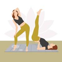 jong vrouw aan het doen yoga houding, yoga asana, yoga beoefenen, jong vrouw aan het doen fitheid, dansen meisjes, slank meisjes, meisje beoefenen sport vector