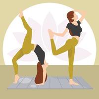 jong vrouw aan het doen yoga houding, yoga asana, yoga beoefenen, jong vrouw aan het doen fitheid, dansen meisjes, slank meisjes, meisje beoefenen sport vector