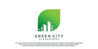 groen stadslogo met modern concept voor zakelijke premium vector
