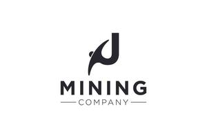 brief j mijnbouw logo icoon ontwerp sjabloon vector illustratie
