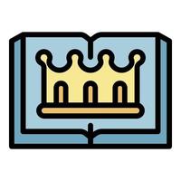 Open boek en kroon icoon kleur schets vector