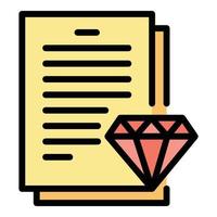 diamant deskundige papier icoon kleur schets vector