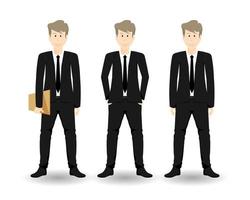 tekenfilm mensen met uniform pak, staand zakenman houding ontwerp Aan geïsoleerd achtergrond, vector illustratie.