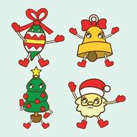 schattig grappig retro Kerstmis decoratie mascotte verzameling vector