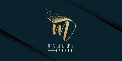 schoonheid wimpers logo met brief m goud helling premie vector
