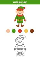 kleur schattig Kerstmis elf. werkblad voor kinderen. vector