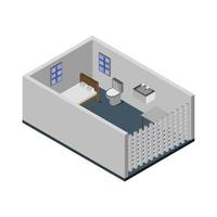 isometrische gevangenisruimte op witte achtergrond vector