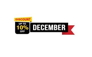 10 procent december korting bieden, opruiming, Promotie banier lay-out met sticker stijl. vector