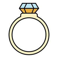 zilver ring met robijn icoon kleur schets vector
