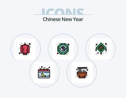 Chinese nieuw jaar lijn gevulde icoon pak 5 icoon ontwerp. . de kerstman. sneeuw. claus. de kerstman hoed vector