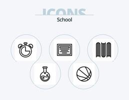school- lijn icoon pak 5 icoon ontwerp. . . potlood. basketbal. onderwijs vector