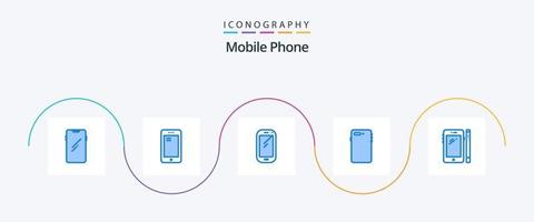 mobiel telefoon blauw 5 icoon pak inclusief . rug. pen. mobiel vector