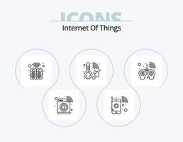 internet van dingen lijn icoon pak 5 icoon ontwerp. router. het weer. slim. thermometer. gezondheidszorg vector