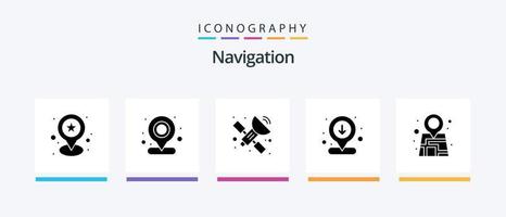 navigatie glyph 5 icoon pak inclusief kaart. GPS. GPS. plaats. interactie. creatief pictogrammen ontwerp vector