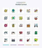 creatief braziliaans carnaval 25 lijn gevulde icoon pak zo net zo muziek. instrument. room. ornament. viering vector