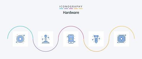 hardware blauw 5 icoon pak inclusief . Speel. microchip. spaander vector