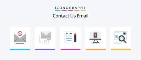 e-mail vlak 5 icoon pak inclusief vind. controleren. brief. brief. e-mail. creatief pictogrammen ontwerp vector