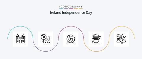 Ierland onafhankelijkheid dag lijn 5 icoon pak inclusief vieren. metaal. Amerikaans voetbal. geluk. fortuin vector