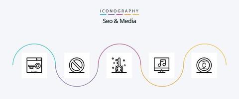 seo en media lijn 5 icoon pak inclusief auteursrechten. multimediaal. motor. media. zoeken vector