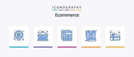 ecommerce blauw 5 icoon pak inclusief geschenk. schema. niet beschikbaar. dag. web. creatief pictogrammen ontwerp vector