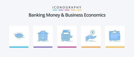 bank geld en bedrijf economie blauw 5 icoon pak inclusief schuld. helpen. terugbetaling. rekenmachine. bankieren. creatief pictogrammen ontwerp vector